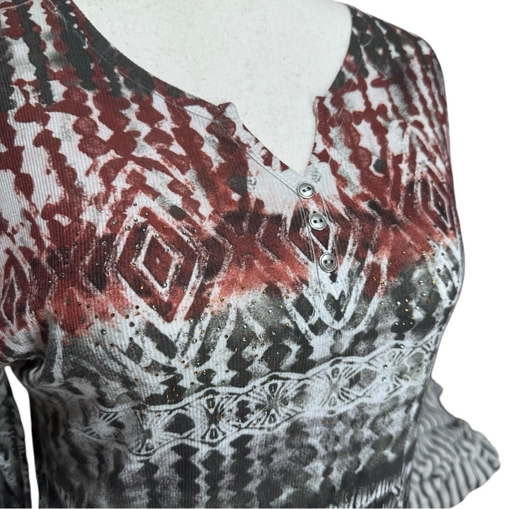 Jane Ashley Multi Color Long Sleeve Top Size XL - Picture 2 of 6